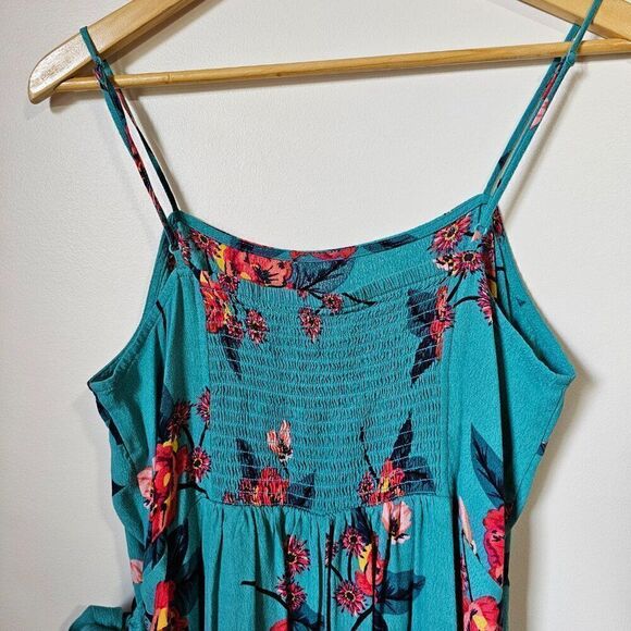 EUC LIKE NEW EXPRESS FLORAL FAUX WRAP SPAGHETTI STRAP SHORT DRESS SZ LARGE - Picture 6 of 13